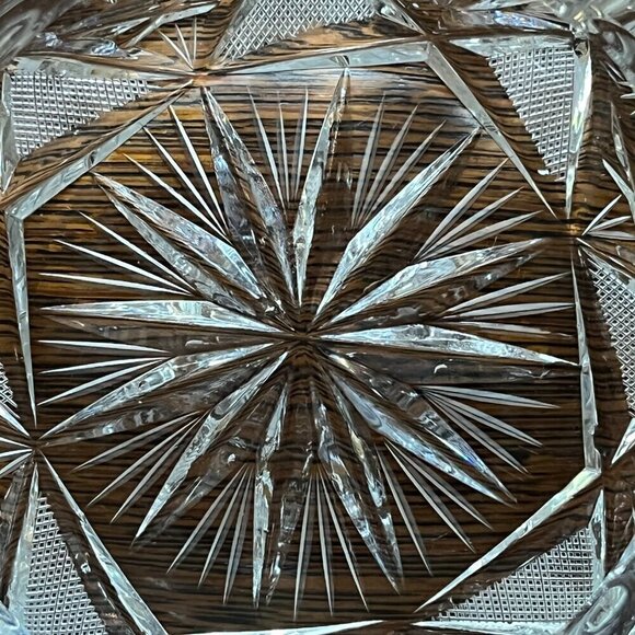 VTG Bohemian Czech Hand Cut Crystal Ashtray Star Design Heavy 8 Point Star 60s - Picture 6 of 8